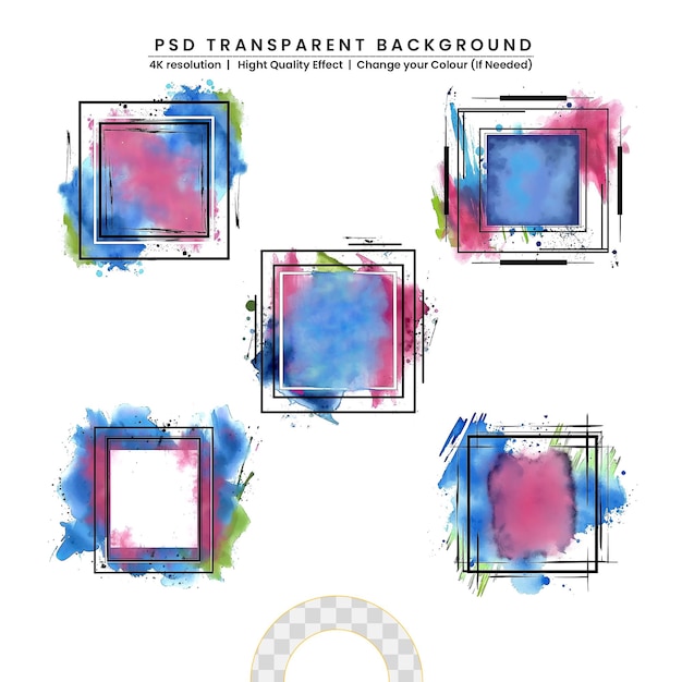 Aquarelle bleue abstraite sur fond transparent
