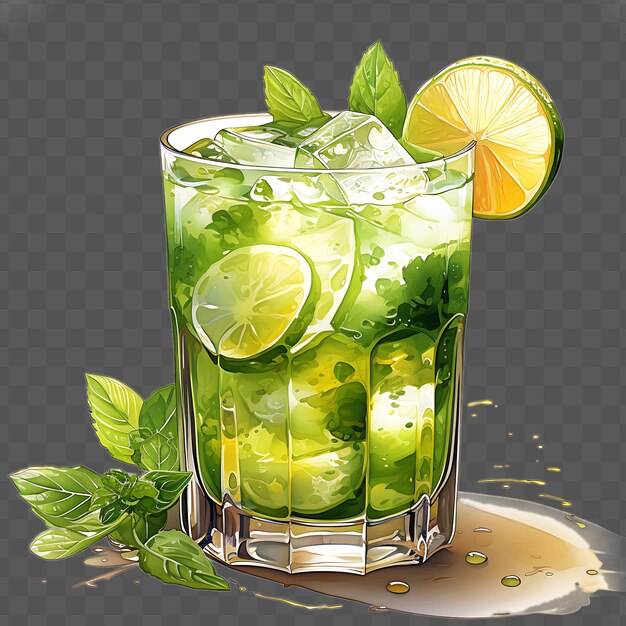 PSD aquarelle d'une boisson caipirinha capturant le vibrant et z isolé psd art collage transparent