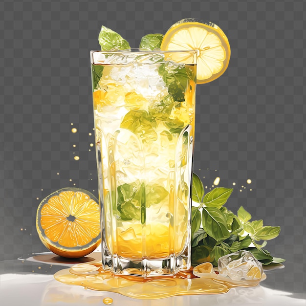 PSD l'aquarelle d'une boisson rafraîchissante gin fizz capture magnifiquement isolé psd art de collage transparent