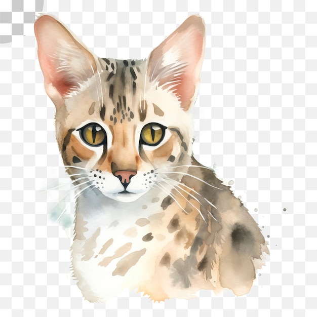 PSD une aquarelle d'un chat aux yeux jaunes, téléchargement hd png