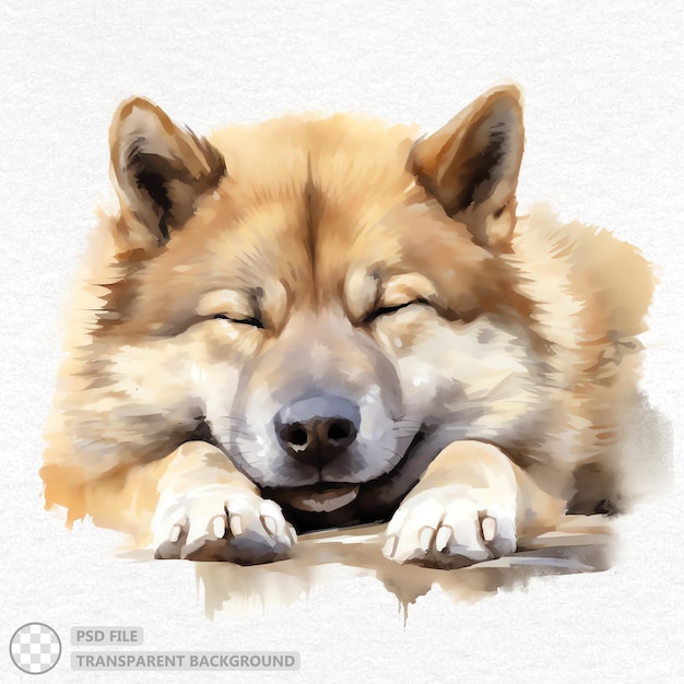 PSD aquarelle de chien akita peinte à la main