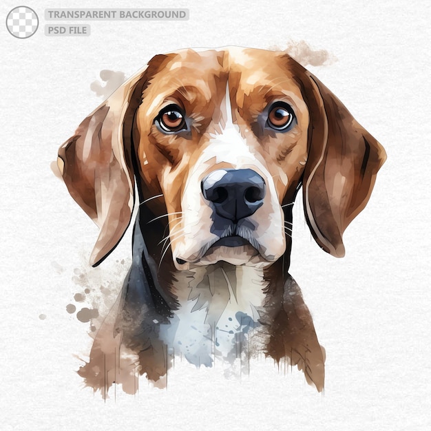 Aquarelle De Chien Beagle Peinte à La Main