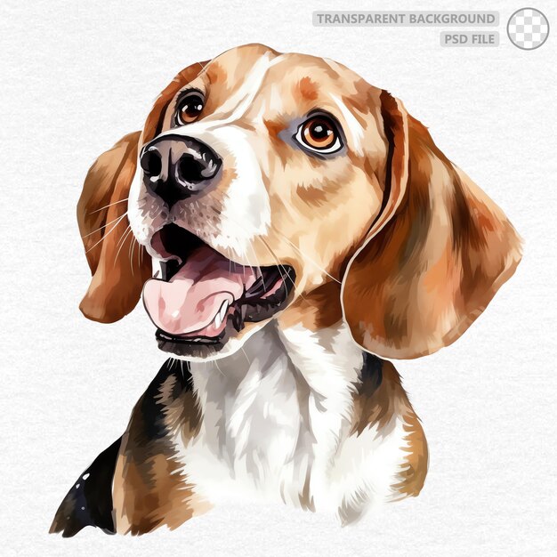 PSD aquarelle de chien beagle peinte à la main