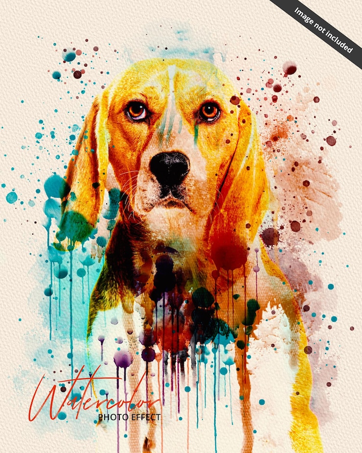 PSD une aquarelle d'un chien avec les mots bienvenue au chien.