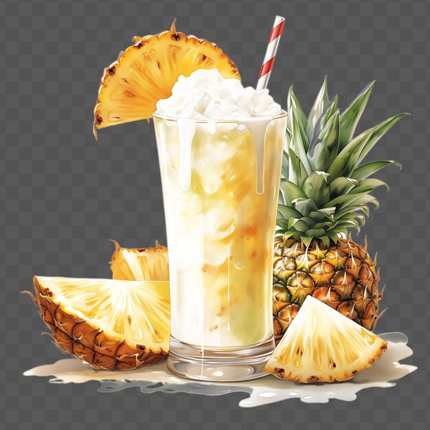 Aquarelle D'une Délicieuse Boisson Pinacolada Avec Le Cr Isolé Psd Art Collage Transparent