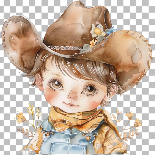 PSD l'aquarelle du bébé cow-boy