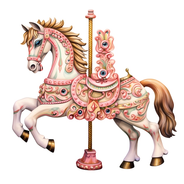 L'aquarelle Du Cheval Du Carrousel Est Une Illustration De Clipart.