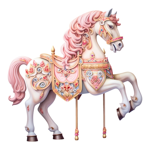 PSD l'aquarelle du cheval du carrousel est une illustration de clipart.