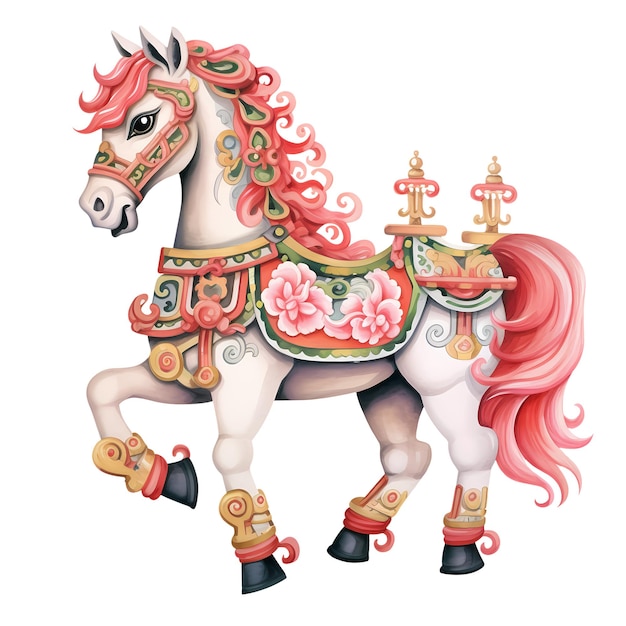 L'aquarelle Du Cheval Du Carrousel Est Une Illustration De Clipart.