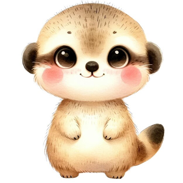 PSD l'aquarelle est un joli clipart de meerkat.