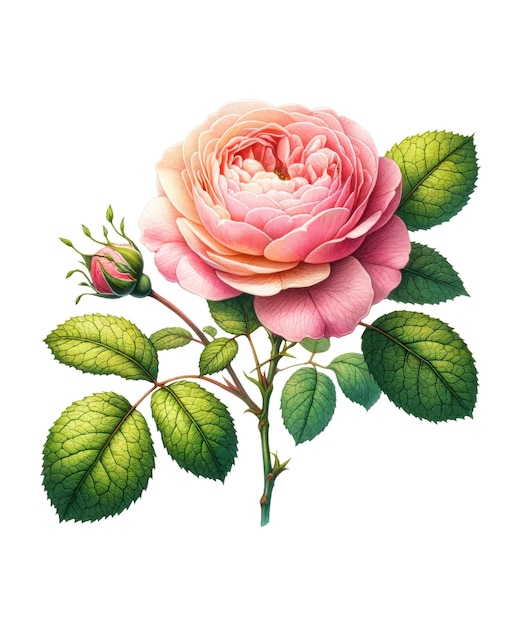 PSD aquarelle à fleurs de rose