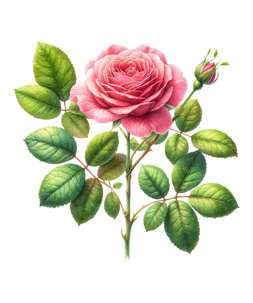 PSD aquarelle à fleurs de rose
