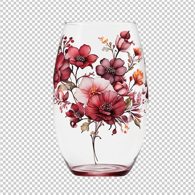 PSD aquarelle florale dessin en verre de fleur zalto