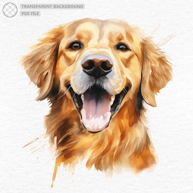 PSD aquarelle de golden retriever peinte à la main