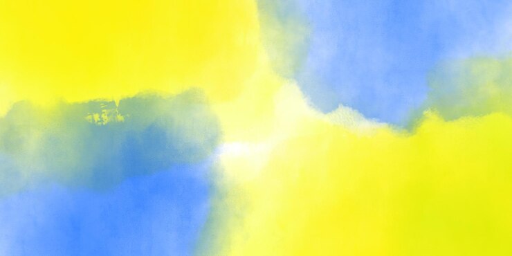 PSD aquarelle jaune bleu blanc fond aquarelle concept de couleurs abstraites