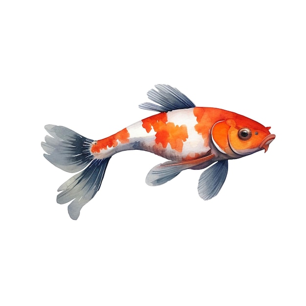 PSD aquarelle koi carp poisson illustration élément de conception dessiné à la main isolé sur un fond blanc