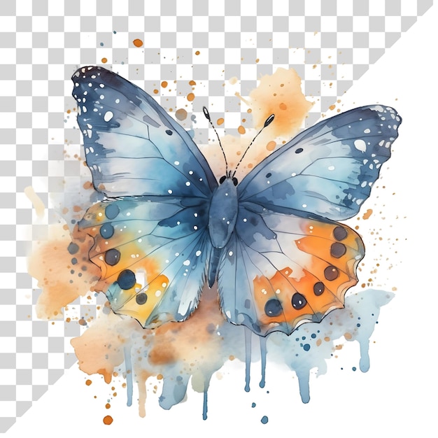 Aquarelle Mignon Papillon Clipart Avec éclaboussure Sur Fond Transparent