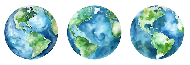 Aquarelle planète Terre set Vector illustration Éléments de cette image fournis par la NASA