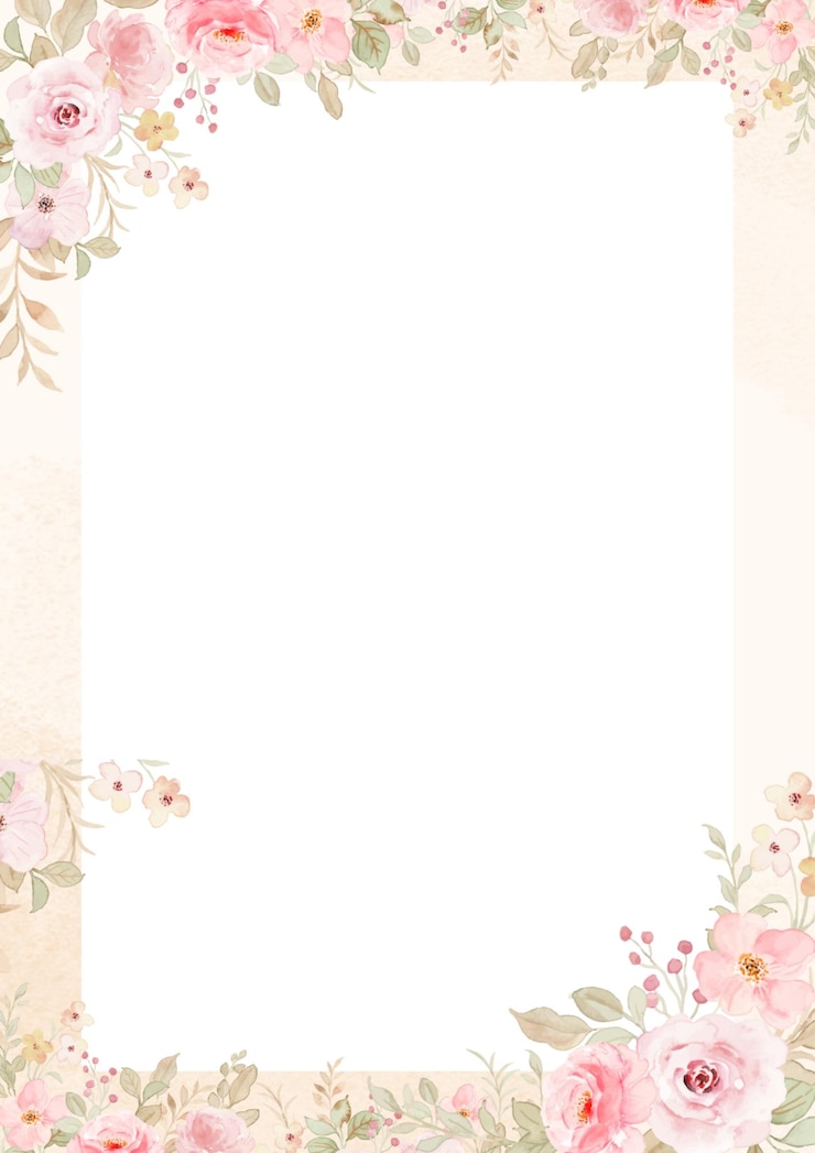 PSD aquarelle rose féminine bordée de page florale
