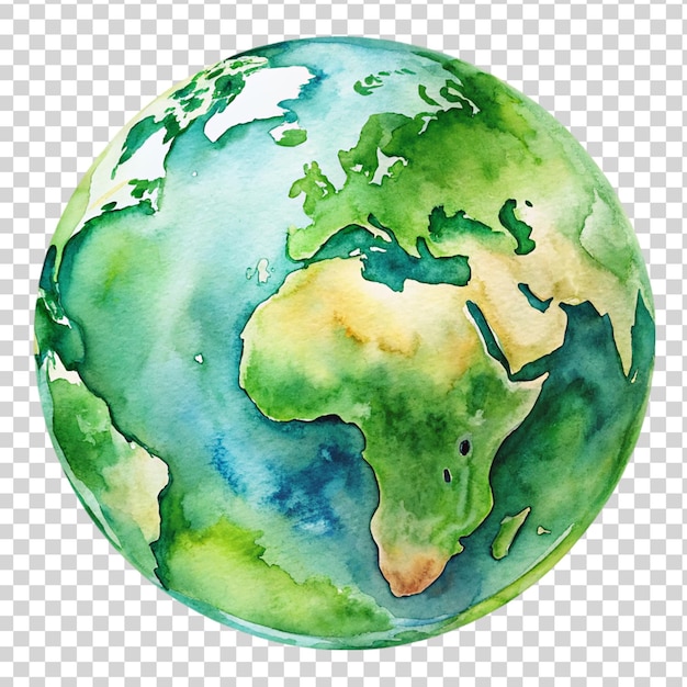 PSD aquarelle de terre verte isolée sur un fond transparent