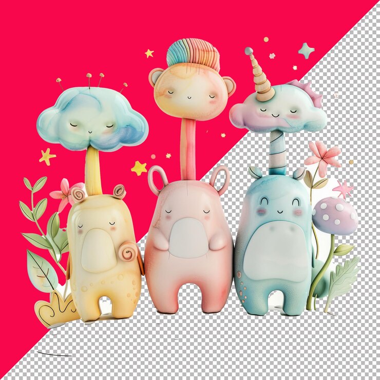 PSD des aquarelles mignonnes à fond transparent png psd