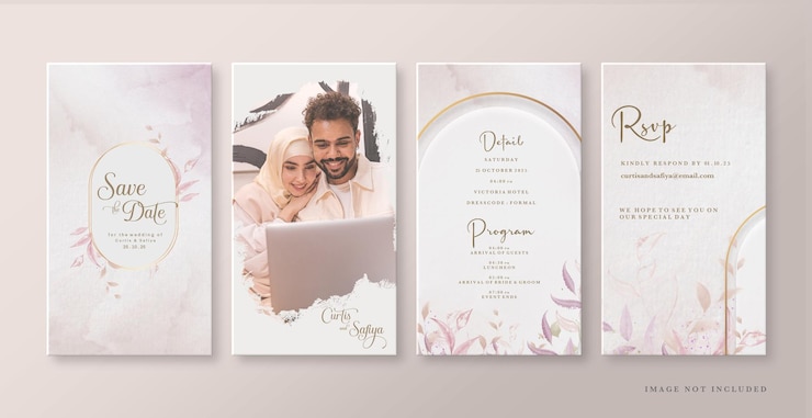 PSD aquarellhochzeits-instagram-geschichten