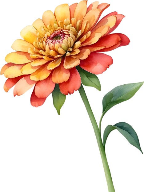 PSD aquarellmalerei der zinnia-blume illustration von blumen aigenerated