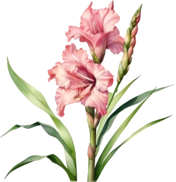 PSD aquarellmalerei einer gladiolblume