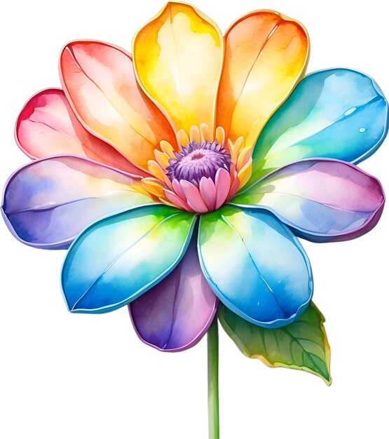 PSD aquarellmalerei einer niedlichen regenbogenblume