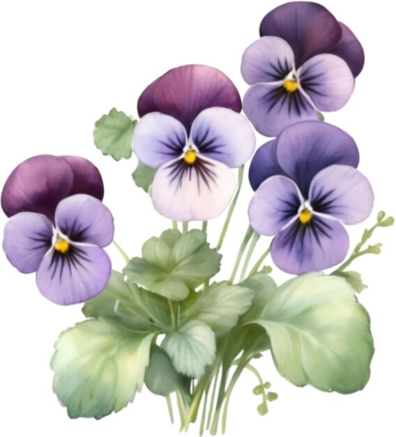 PSD aquarellmalerei einer violettblume viola sororia blume