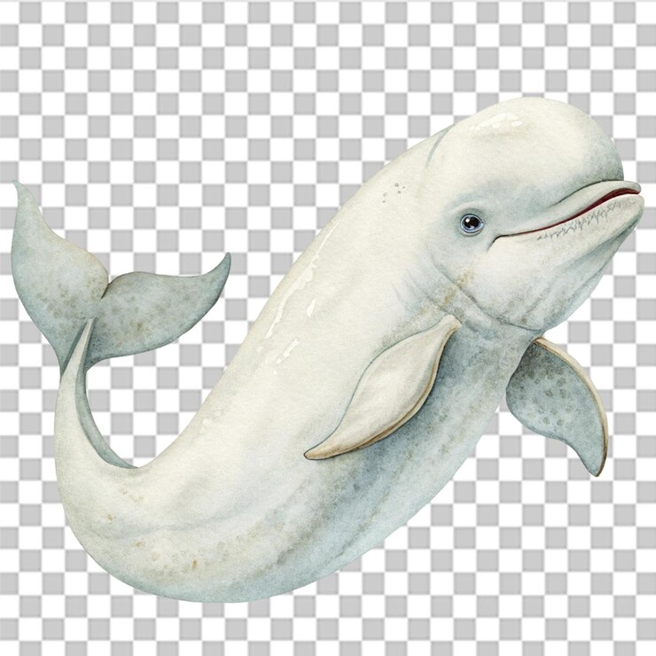 PSD aquarellmalerei eines beluga-walens auf durchsichtigem hintergrund