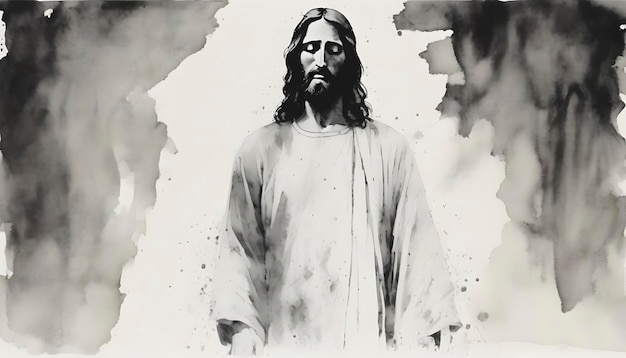 PSD aquarellmalerei von jesus christus im impressionistischen stil