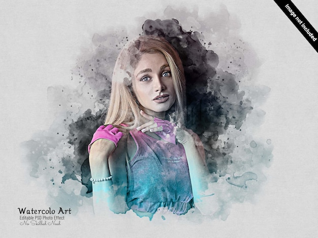 Aquarello Liquid Artistry Photo Effect Mockup Template