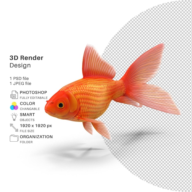 Aquarium-Behälter-Goldfisch-3D-gerendertes Modell