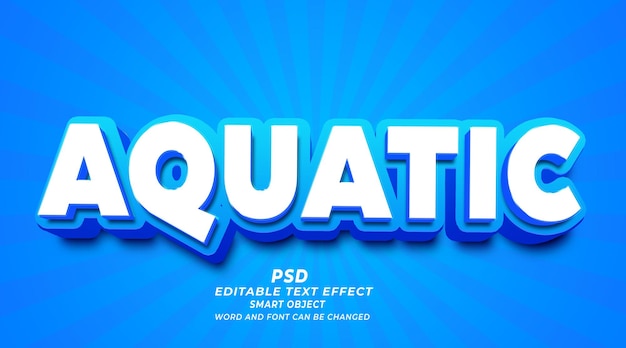 Aquatischer 3D-bearbeitbarer Photoshop-Texteffektstil