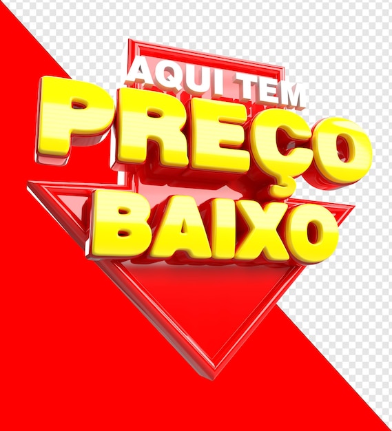 Aqui está o preço baixo vermelho e amarelo em renderização 3d