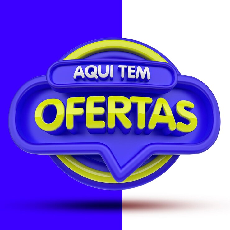 PSD "aqui estão as ofertas" 3d crachá