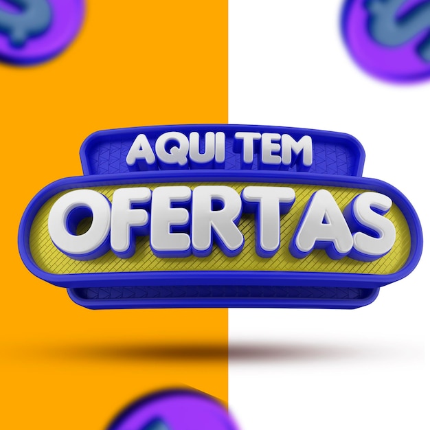 'aqui estão as ofertas' venda de emblema 3d