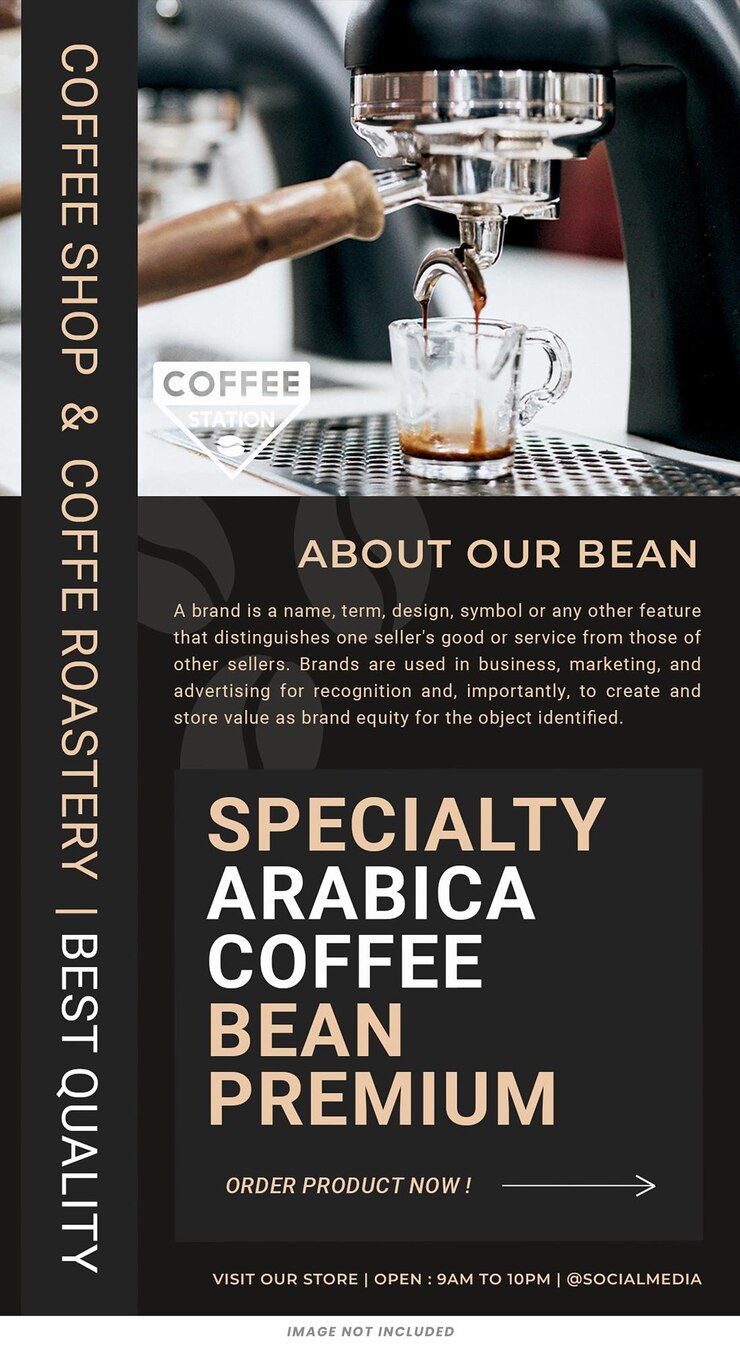 PSD arabica premium coffee bean plantilla de historias de instagram para el diseño de psd