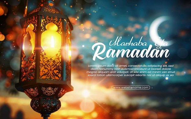 Arabische Laterne mit Kerze Dunkle Nachtansicht mit Mond Eid al Fitr Vorlage