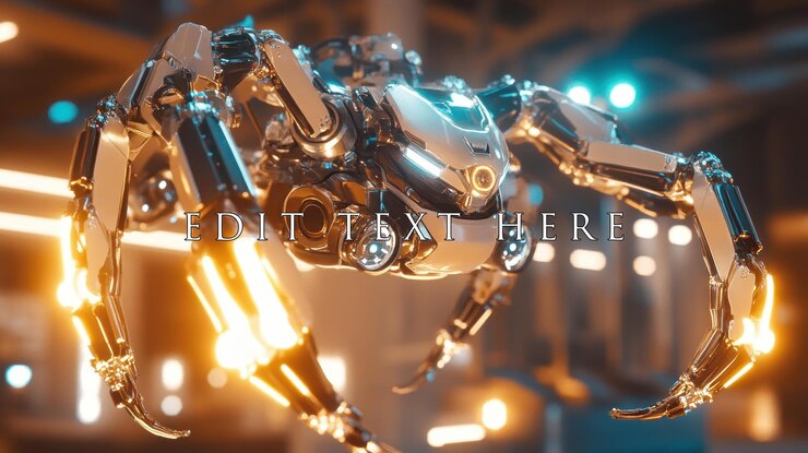 PSD une araignée robotique futuriste dans un environnement industriel