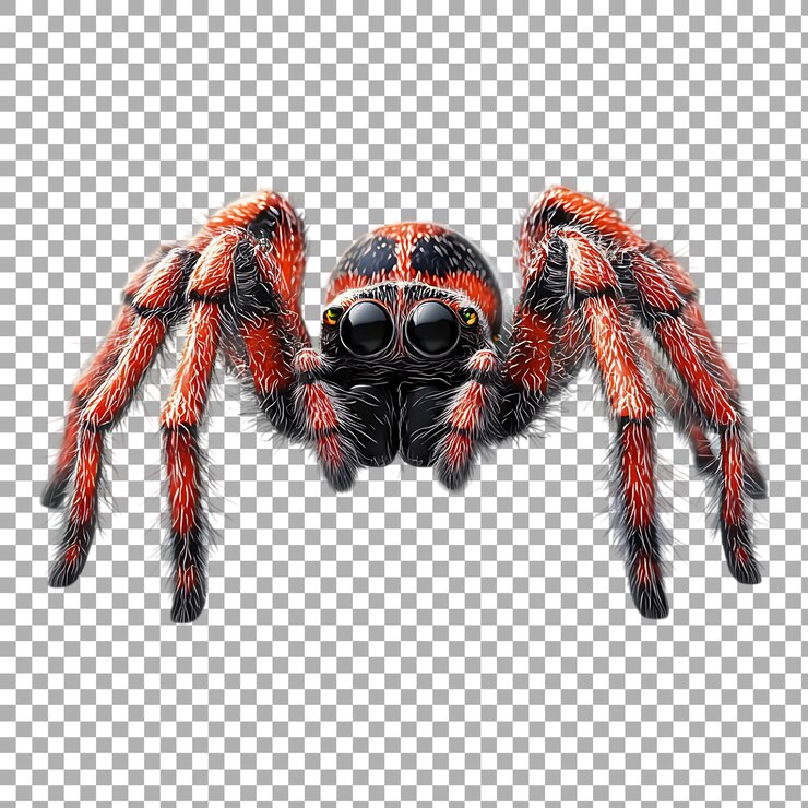 PSD araña de dibujos animados de png contra un fondo transparente