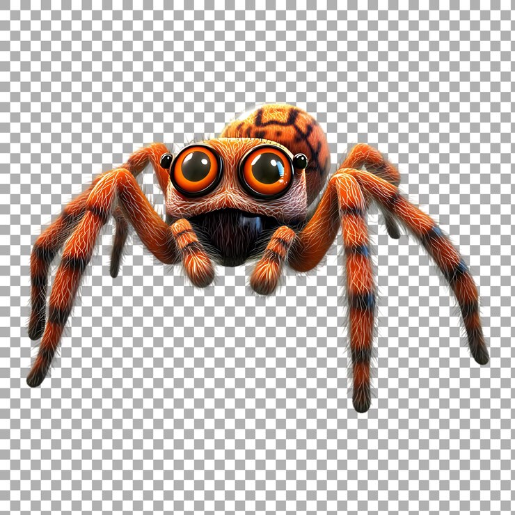 PSD araña de dibujos animados de png contra un fondo transparente
