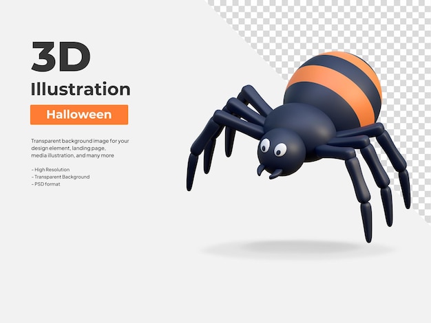 PSD araña halloween icono 3d ilustración