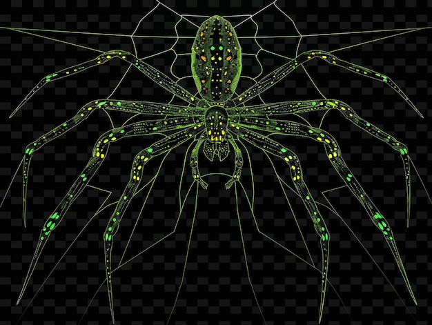 PSD una araña con puntos verdes y un fondo negro