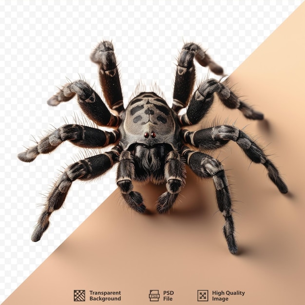PSD aranha tarântula poecilotheria metallica close-up contra fundo transparente
