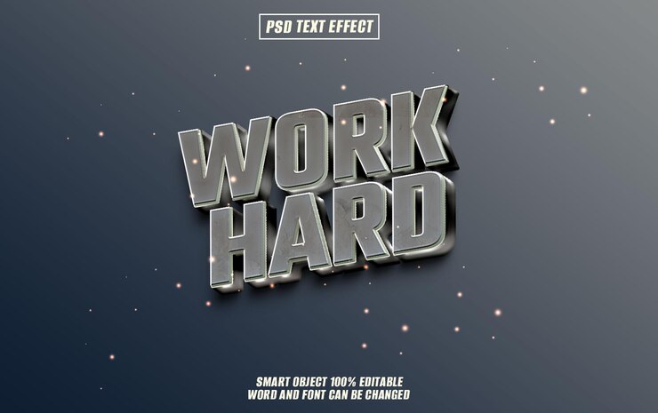 PSD arbeit hart text-effekt schriftart bearbeitbare typographie 3d-text