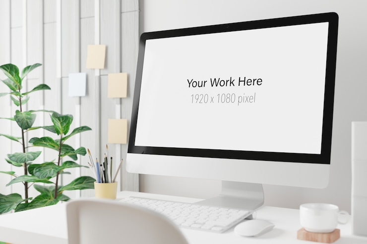 PSD arbeitsbereich mit modellbildschirm des laptops im 3d-rendering