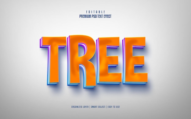 Árbol 3d efecto de texto psd premium editable