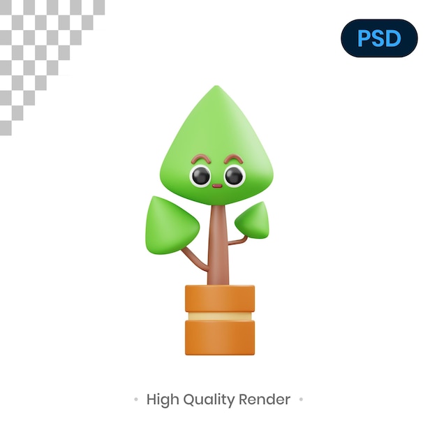 PSD Árbol 3d render ilustración premium psd